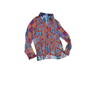 Bl-nk London Anthropologie Patchwork Leaf Button Up Blouse